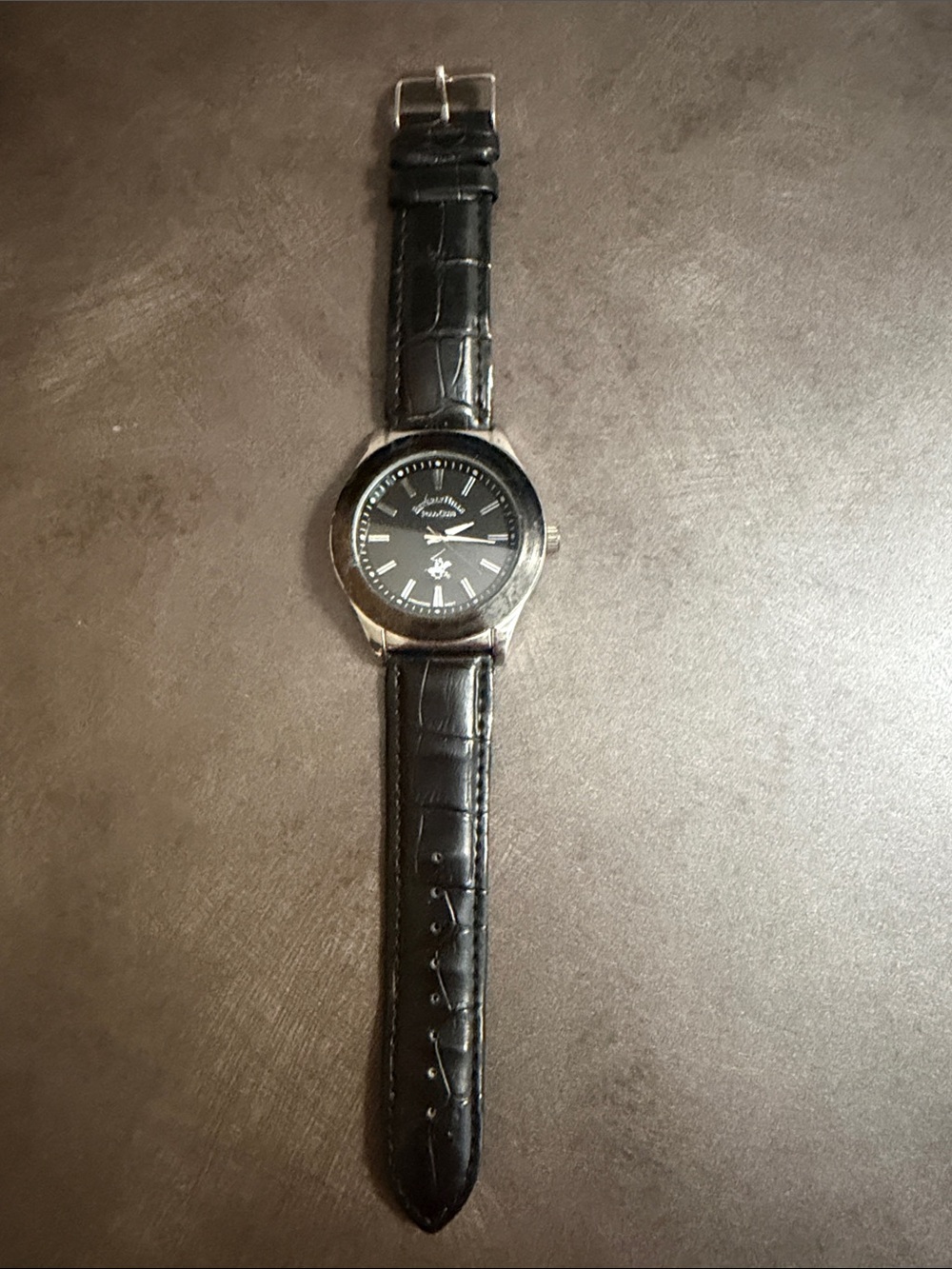 Beverly Hills Polo Club Black Dial Leather Strap Watch needs battery